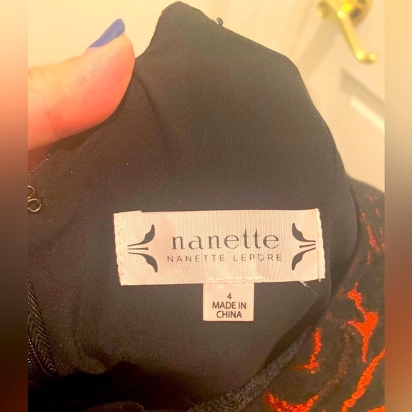 Nanette Lepore Red/black Lace dress Size 4 - Picture 6 of 7